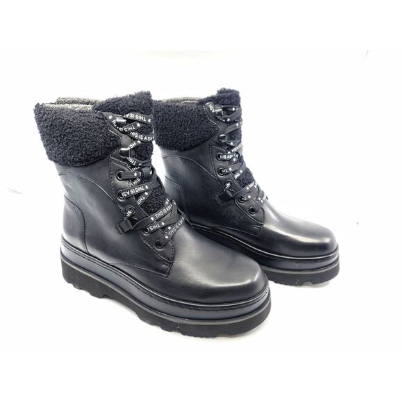 Ash Siberia Faux Fur & Leather Black Women's Combat Boots - NWT Size 7 - Picture 8 of 13